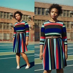 Eloquii Opposing Stripes Knit Midi Dress Size 18